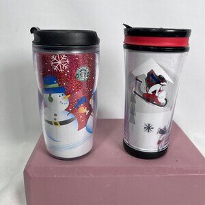 ⭐️ Pair of Cute Starbucks 8Fl.Oz Hot Beverage insulated Mini Tumbler Cups